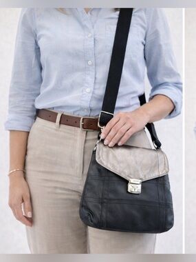 🩵 Bolzano “Alisse” Black & Metallic Silver Crossbody Handbag